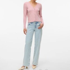 Vero Moda Sparkly Pink Women's Button Down Cardigan Sweater